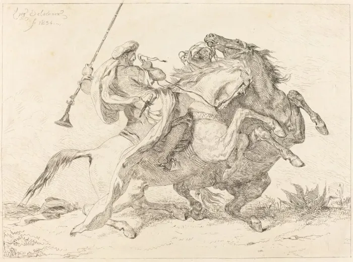 Framed Print : Encounter of the Moorish Horsemen (Rencontre de Cavaliers Maures), 1834 Framed Print : Encounter of the Moorish Horsemen (Rencontre de Cavaliers Maures), 1834