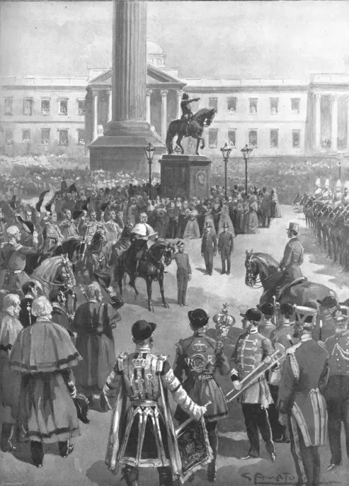 Framed Print : The End of the Crimean War: The Proclamation of Peace at Charing Cross, April 1856, (1901) Framed Print : The End of the Crimean War: The Proclamation of Peace at Charing Cross, April 1856, (1901)