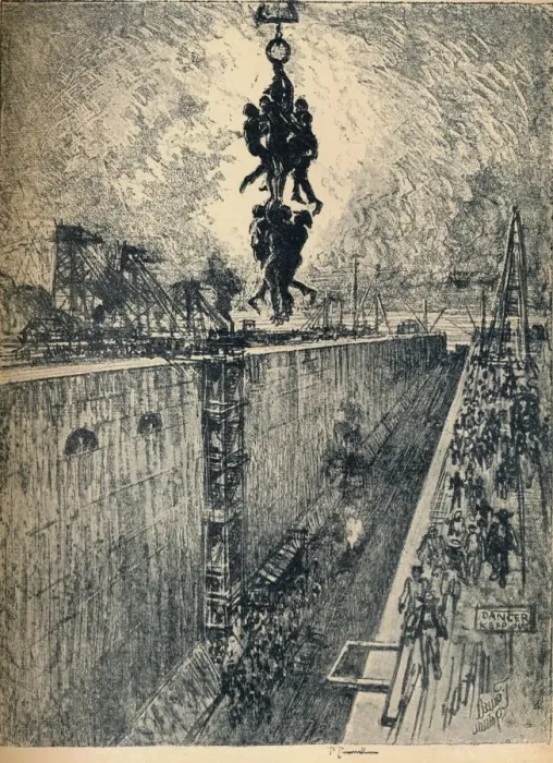 Framed Print : The End of the Day-Gatun Lock, 1912. Artist: Joseph Pennell Framed Print : The End of the Day-Gatun Lock, 1912. Artist: Joseph Pennell