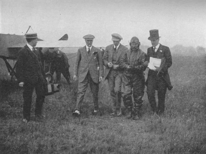 Framed Print : The end of a great flight: Mr Robert Slacks arrival at Hendon, 1913 (1934). Artist: Flight Photo Framed Print : The end of a great flight: Mr Robert Slacks arrival at Hendon, 1913 (1934). Artist: Flight Photo