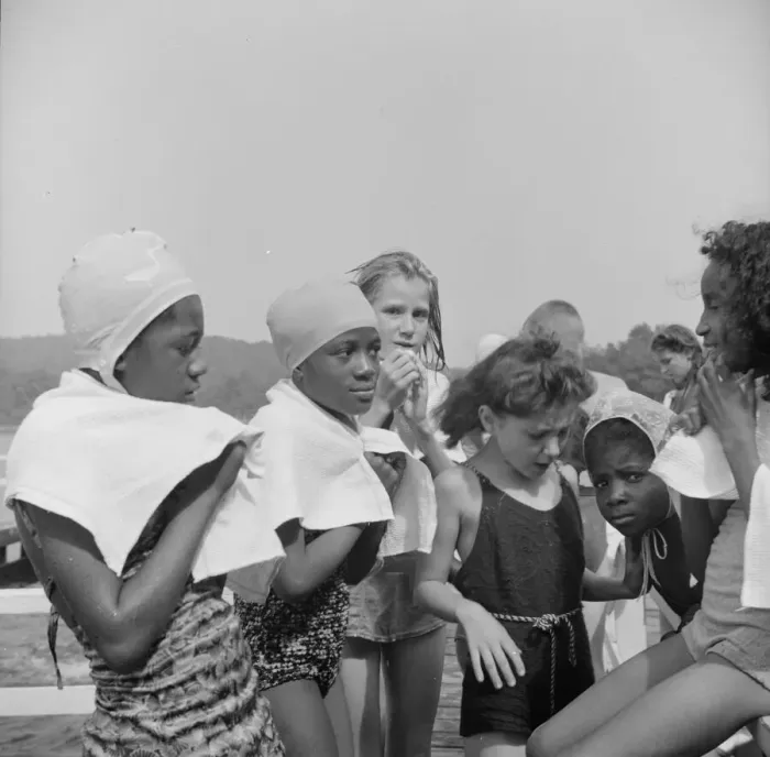 Framed Print : The end of a swimming period, Camp Christmas Seals, Haverstraw, New York, 1943. Creator: Gordon Parks Framed Print : The end of a swimming period, Camp Christmas Seals, Haverstraw, New York, 1943. Creator: Gordon Parks
