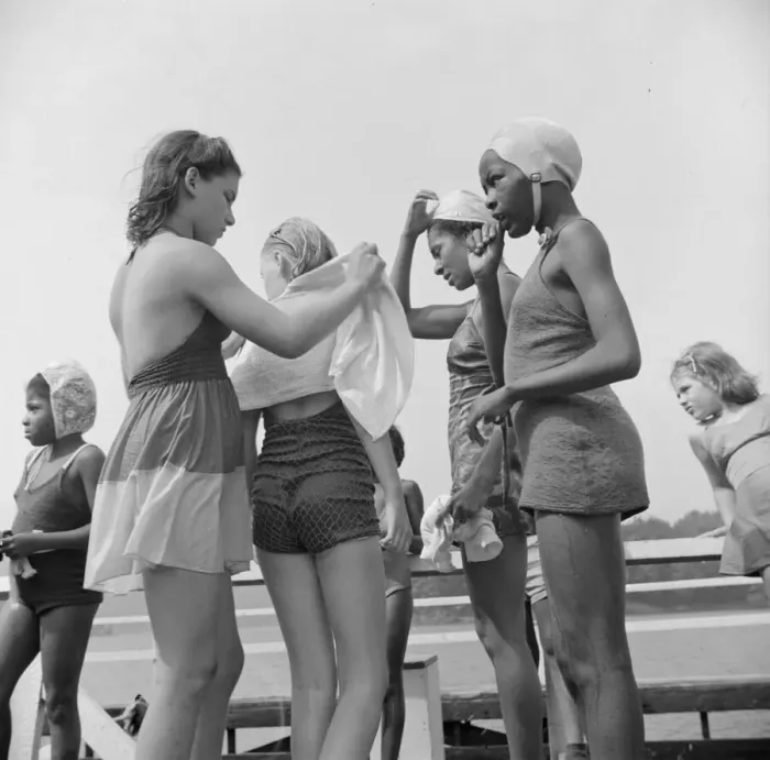 Framed Print : The end of a swimming period, Camp Christmas Seals, Haverstraw, New York, 1943. Creator: Gordon Parks Framed Print : The end of a swimming period, Camp Christmas Seals, Haverstraw, New York, 1943. Creator: Gordon Parks
