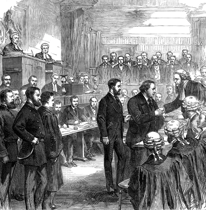 Framed Print : The End of the Tichborne Trial: the Claimant's farewell, 1874. Creator: Unknown. The End of the Tichborne Trial: the Claimant's farewell, 1874. Creator: Unknown Framed Print : The End of the Tichborne Trial: the Claimant's farewell, 1874. Creator: Unknown. The End of the Tichborne Trial: the Claimant's farewell, 1874. Creator: Unknown