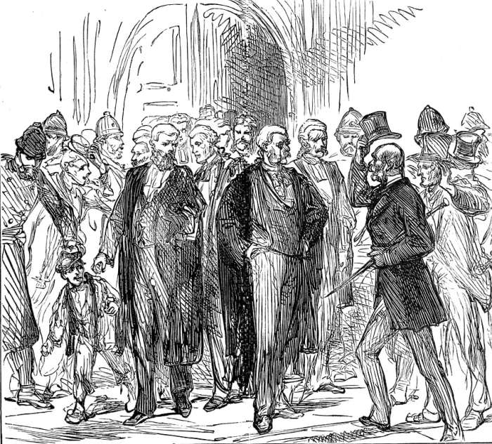 Framed Print : The End of the Tichborne Trial: How has it gone, Sir?, 1874. Creator: Unknown