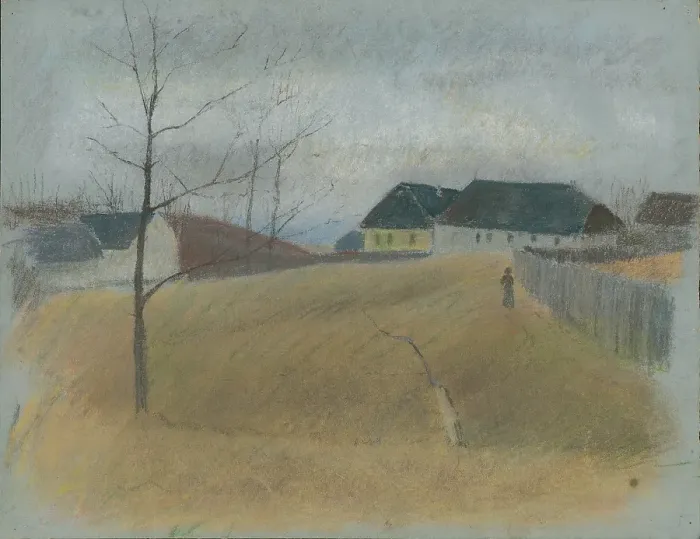 Framed Print : At the end of the village, 1875 / 1885. Creator: Ladislav Mednyanszky Framed Print : At the end of the village, 1875 / 1885. Creator: Ladislav Mednyanszky