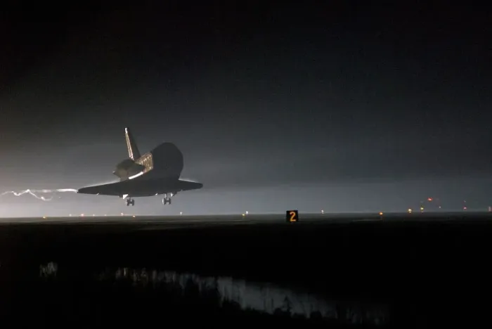 Framed Print : Endeavour touchdown - STS-123, Kennedy Space Center, USA, March 26, 2008 Creator: NASA Framed Print : Endeavour touchdown - STS-123, Kennedy Space Center, USA, March 26, 2008 Creator: NASA