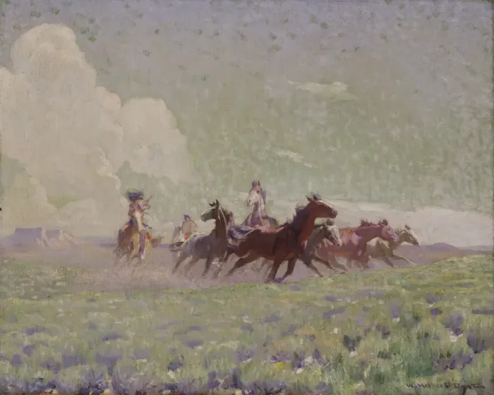 Framed Print : The Enemies Horses, ca. 1912-1920. Creator: W. Herbert Dunton Framed Print : The Enemies Horses, ca. 1912-1920. Creator: W. Herbert Dunton