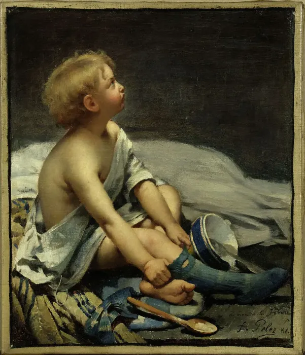 Framed Print : Un enfant dans la mansarde, 1881. Creator: Fernand Pelez Framed Print : Un enfant dans la mansarde, 1881. Creator: Fernand Pelez