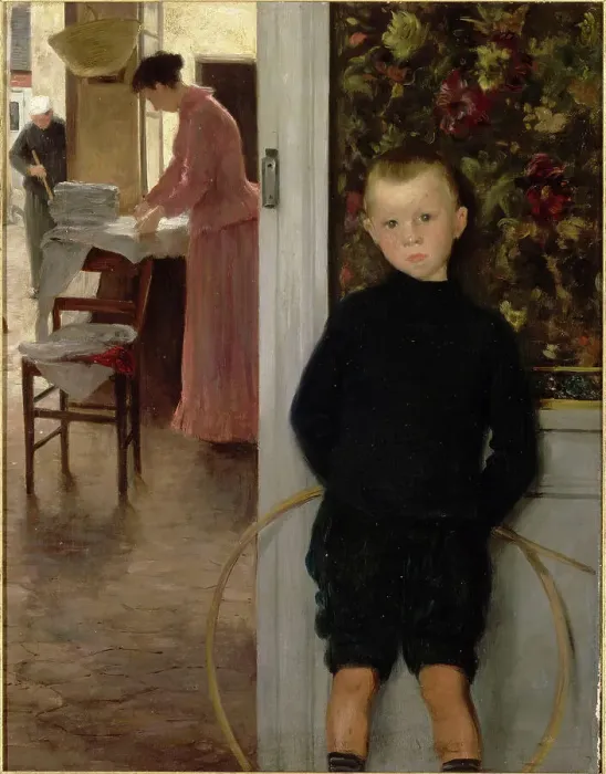 Framed Print : Enfant et femme dans un intérieur, c.1890. Creator: Mathey, Paul (1844-1929) Framed Print : Enfant et femme dans un intérieur, c.1890. Creator: Mathey, Paul (1844-1929)