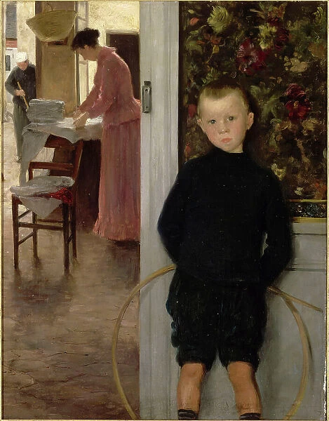 Enfant et femme dans un intérieur, c.1890. Creator: Mathey, Paul (1844-1929)