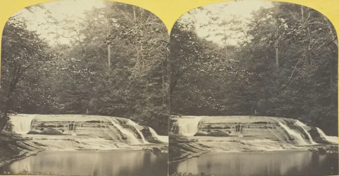 Framed Print : Enfield Creek, near Ithaca, N. Y. Cascade above 1st Fall, 1860 / 65. Creator: J. C. Burritt Framed Print : Enfield Creek, near Ithaca, N. Y. Cascade above 1st Fall, 1860 / 65. Creator: J. C. Burritt