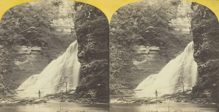 Framed Print : Enfield Creek, near Ithaca, N. Y. Lower part of Main Fall, 1860 / 65. Creator: J. C. Burritt Framed Print : Enfield Creek, near Ithaca, N. Y. Lower part of Main Fall, 1860 / 65. Creator: J. C. Burritt