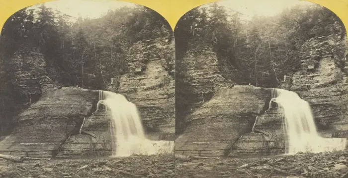 Framed Print : Enfield Creek, near Ithaca, N. Y. 1st, or Lowest Fall, 60 feet high, 1860 / 65. Creator: J Framed Print : Enfield Creek, near Ithaca, N. Y. 1st, or Lowest Fall, 60 feet high, 1860 / 65. Creator: J