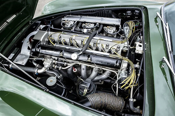 Engine of a 1961 Aston Martin DB4 GT previously owned by Donald Campbell