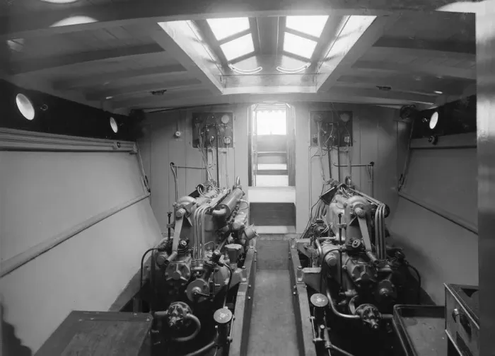 Framed Print : Engine room on cabin cruiser D. G. S. P. 1913. Creator: Kirk & Sons of Cowes Framed Print : Engine room on cabin cruiser D. G. S. P. 1913. Creator: Kirk & Sons of Cowes