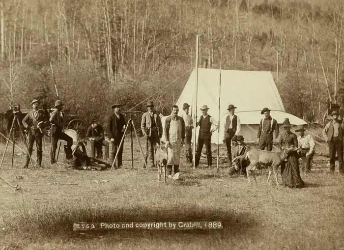 Framed Print : Engineers Corps camp and visitors, 1889. Creator: John C. H. Grabill Framed Print : Engineers Corps camp and visitors, 1889. Creator: John C. H. Grabill