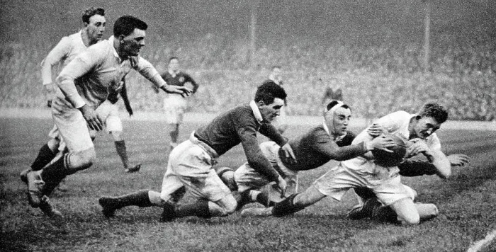 Framed Print : England scoring a try against Scotland, Twickenham, London, 1926-1927 Framed Print : England scoring a try against Scotland, Twickenham, London, 1926-1927