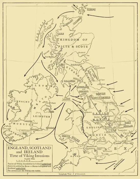 Framed Print : England, Scotland and Ireland - Time of Viking Invasions, 1926. Creators: Unknown Framed Print : England, Scotland and Ireland - Time of Viking Invasions, 1926. Creators: Unknown
