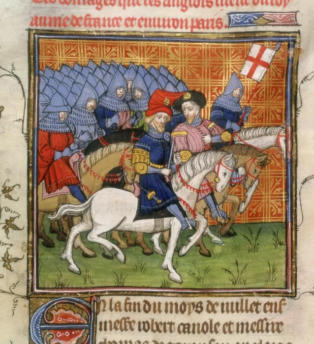 Framed Print : The English army on horses, with their leaders, c1375-c1400. Creator: Unknown Framed Print : The English army on horses, with their leaders, c1375-c1400. Creator: Unknown