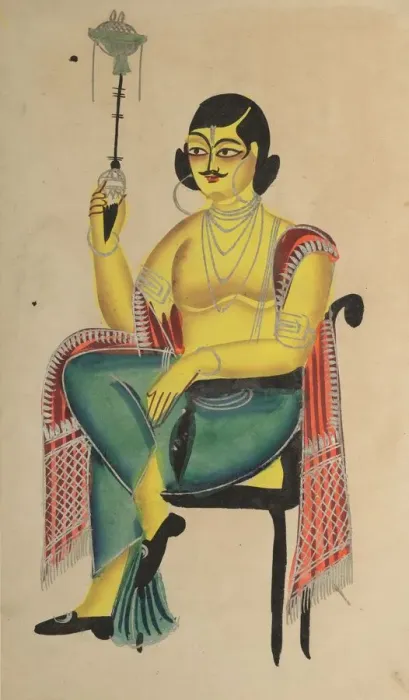 Framed Print : English Babu (Native Indian Clerk) Holding a Hookah, 1800s. Creator: Unknown Framed Print : English Babu (Native Indian Clerk) Holding a Hookah, 1800s. Creator: Unknown