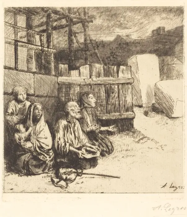 Framed Print : English Beggars (Les mendiants anglais), 1875. Creator: Alphonse Legros Framed Print : English Beggars (Les mendiants anglais), 1875. Creator: Alphonse Legros