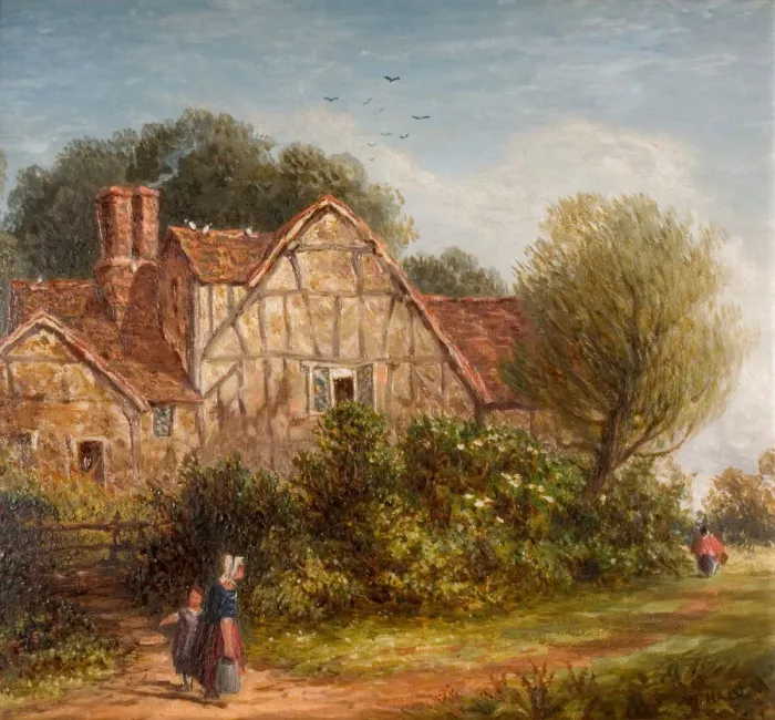 Framed Print : An English Cottage, 1880. Creator: William Henry Hill