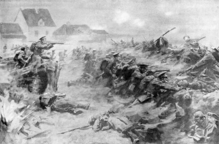 Framed Print : The English drive back the Germans at the Ypres front, Belgium, 11 November 1914, (1926) Framed Print : The English drive back the Germans at the Ypres front, Belgium, 11 November 1914, (1926)