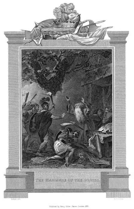 Framed Print : English Druids being massacred by Roman soldiers, c50 AD (c1820) Framed Print : English Druids being massacred by Roman soldiers, c50 AD (c1820)
