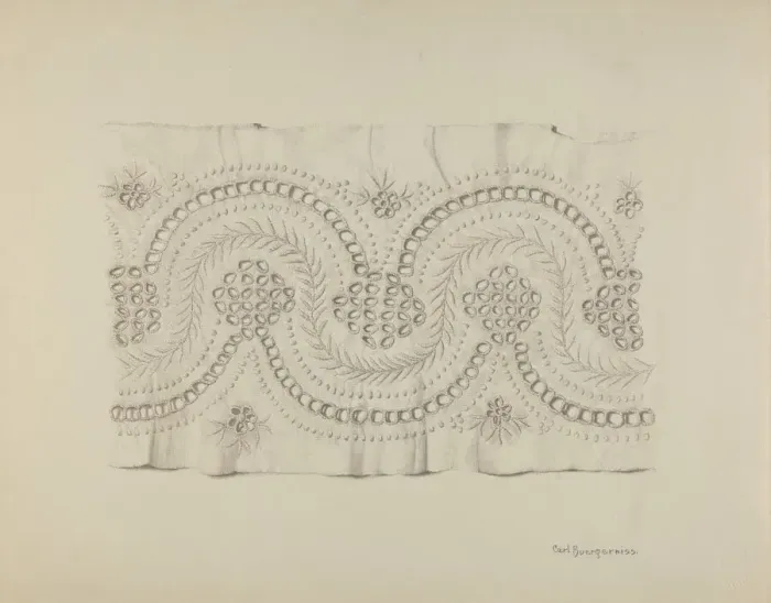 Framed Print : English Embroidery, 1935 / 1942. Creator: Carl Buergerniss Framed Print : English Embroidery, 1935 / 1942. Creator: Carl Buergerniss