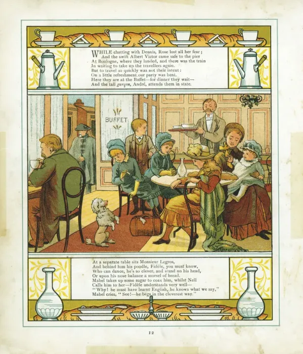 Framed Print : English family taking a meal in the station buffet at Boulogne, France, 1886 Framed Print : English family taking a meal in the station buffet at Boulogne, France, 1886