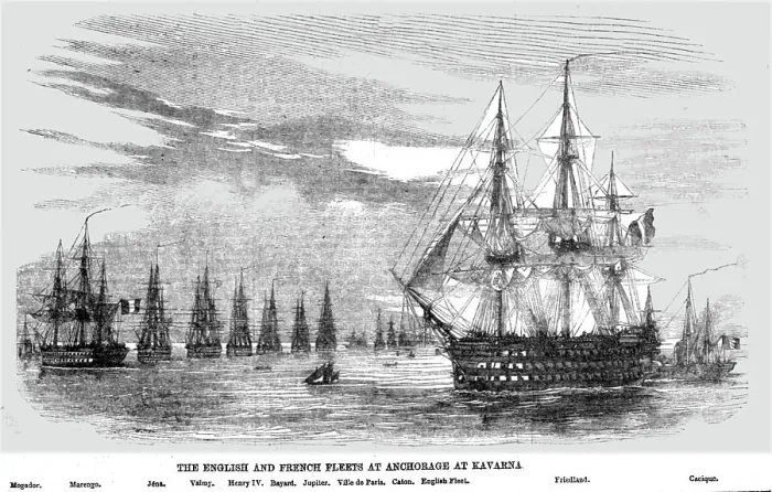 Framed Print : The English and French Fleets at anchorage at Kavarna, 1854. Creator: Unknown Framed Print : The English and French Fleets at anchorage at Kavarna, 1854. Creator: Unknown