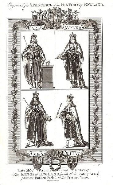 English Kings with coats of Arms, 18th century