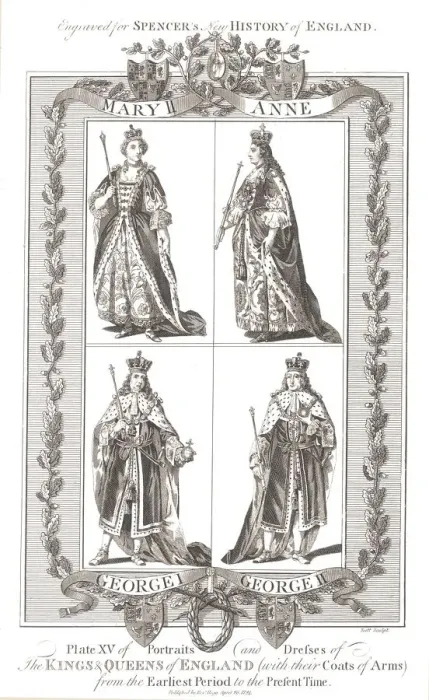 Framed Print : English Kings and Queens with coats of Arms, 1780-1800 Framed Print : English Kings and Queens with coats of Arms, 1780-1800