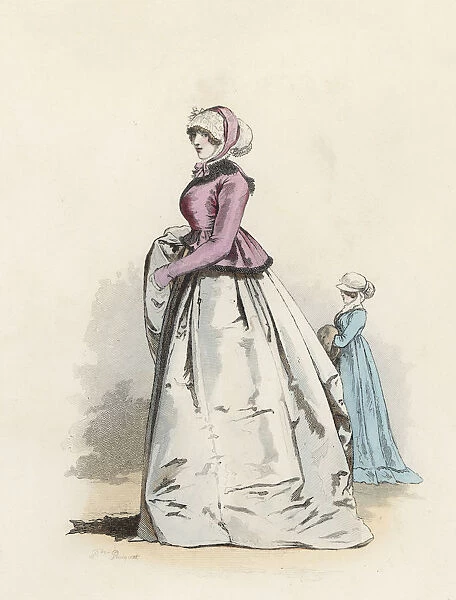 English ladies, color engraving 1870