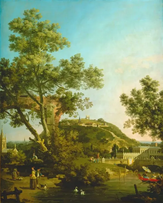 Framed Print : English Landscape Capriccio with a Palace, c. 1754. Creator: Canaletto Framed Print : English Landscape Capriccio with a Palace, c. 1754. Creator: Canaletto