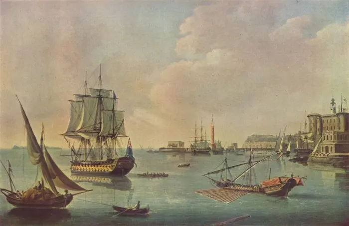 Framed Print : English Men o War in Malta Harbour in Malta Harbour, c1805. Artist: John Thomas Serres Framed Print : English Men o War in Malta Harbour in Malta Harbour, c1805. Artist: John Thomas Serres