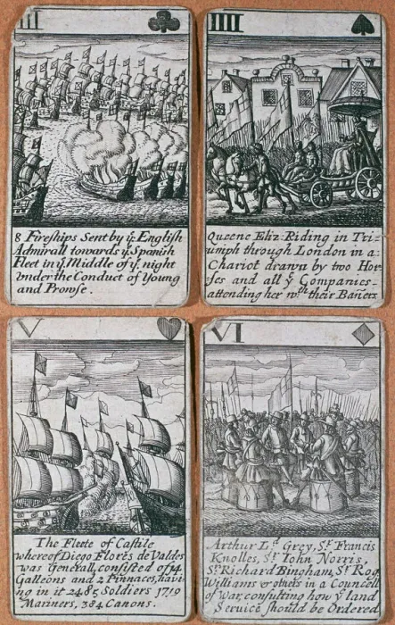 Framed Print : English playing cards commemorating defeat of the Spanish Armada (8 August 1588) Framed Print : English playing cards commemorating defeat of the Spanish Armada (8 August 1588)