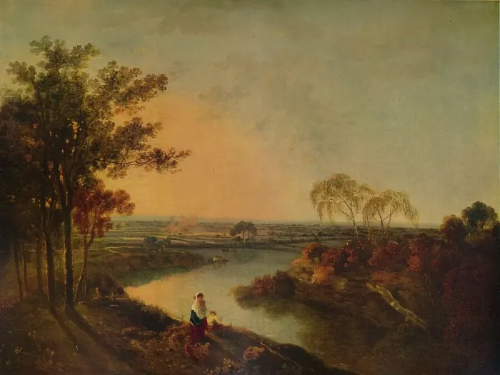 Framed Print : An English River at Sunset, in the distance the Welsh hills, c1760, (1938). Artist: Richard Wilson Framed Print : An English River at Sunset, in the distance the Welsh hills, c1760, (1938). Artist: Richard Wilson