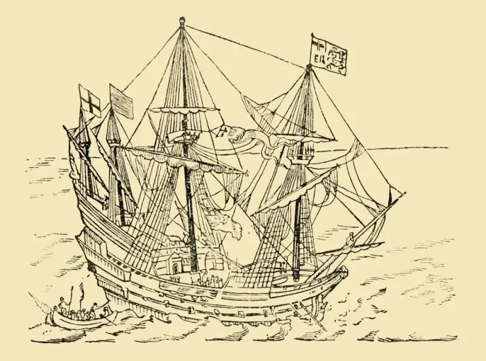 Framed Print : An English Ship in the Armada Fight, c1930. Creator: Unknown Framed Print : An English Ship in the Armada Fight, c1930. Creator: Unknown