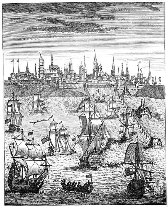 Framed Print : English squadron carrying troops to take possession of Dunkirk, 1708, (1894) Framed Print : English squadron carrying troops to take possession of Dunkirk, 1708, (1894)