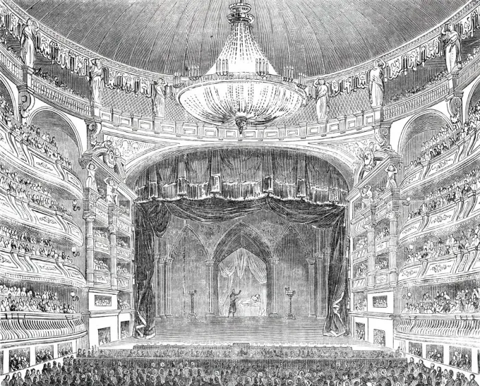 Framed Print : English theatricals at Paris - the Salle Ventador, 1844. Creator: Unknown Framed Print : English theatricals at Paris - the Salle Ventador, 1844. Creator: Unknown