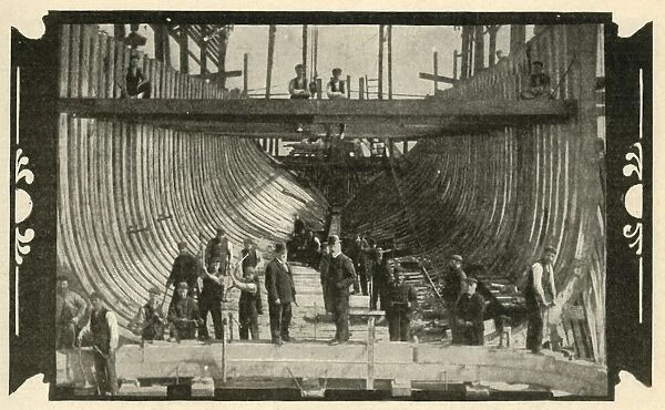 The English Vessel, Discovery, On The Stocks, 1901. Creator: Unknown