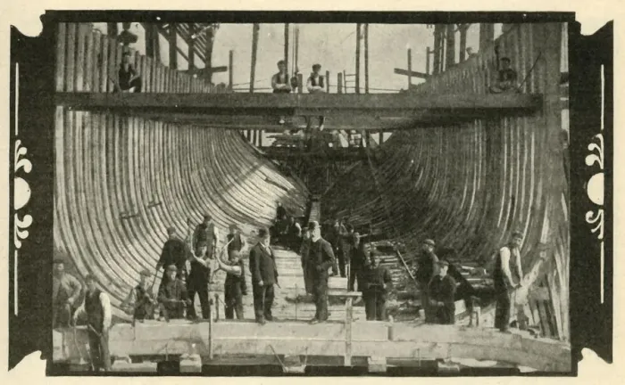Framed Print : The English Vessel, Discovery, On The Stocks, 1901. Creator: Unknown Framed Print : The English Vessel, Discovery, On The Stocks, 1901. Creator: Unknown