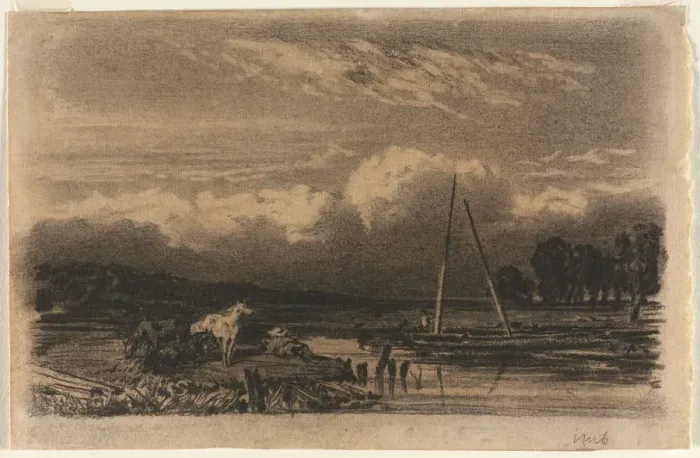 Framed Print : English View, after Jules Dupre, 1800s. Creator: Unknown Framed Print : English View, after Jules Dupre, 1800s. Creator: Unknown