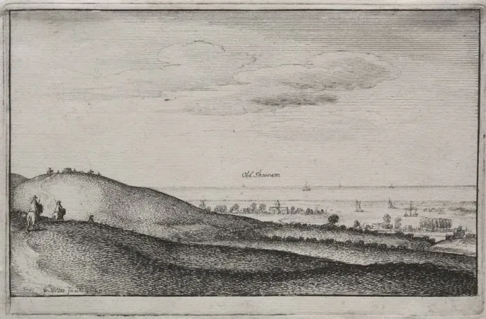 Framed Print : English Views: Old Shoreham, 1645. Creator: Wenceslaus Hollar (Bohemian, 1607-1677)