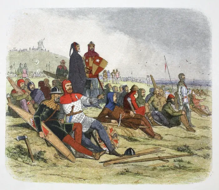 Framed Print : The English wait for the French at the Battle of Crecy, France 1346 (1864). Artist Framed Print : The English wait for the French at the Battle of Crecy, France 1346 (1864). Artist