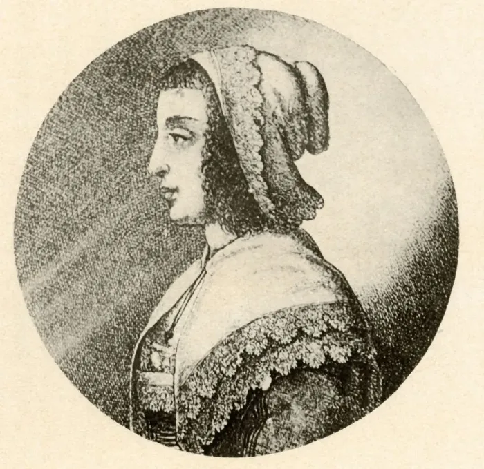 Framed Print : An English woman in a coif and kerchief trimmed with Vandyke lace, 1640, (1937) Framed Print : An English woman in a coif and kerchief trimmed with Vandyke lace, 1640, (1937)
