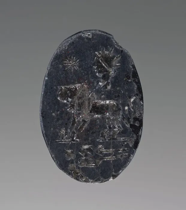 Framed Print : Engraved Gem with Lion, Skeleton, and Helios, 2nd-4th century A.D. Creator: Unknown Framed Print : Engraved Gem with Lion, Skeleton, and Helios, 2nd-4th century A.D. Creator: Unknown