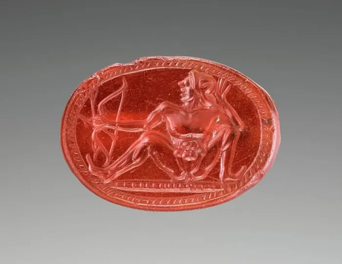Framed Print : Engraved Scarab with a Nude Archer, about 500 BC. Creator: Unknown Framed Print : Engraved Scarab with a Nude Archer, about 500 BC. Creator: Unknown