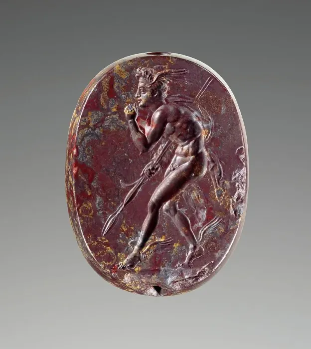Framed Print : Engraved Scaraboid with Perseus, 400-350 BC. Creator: Unknown Framed Print : Engraved Scaraboid with Perseus, 400-350 BC. Creator: Unknown